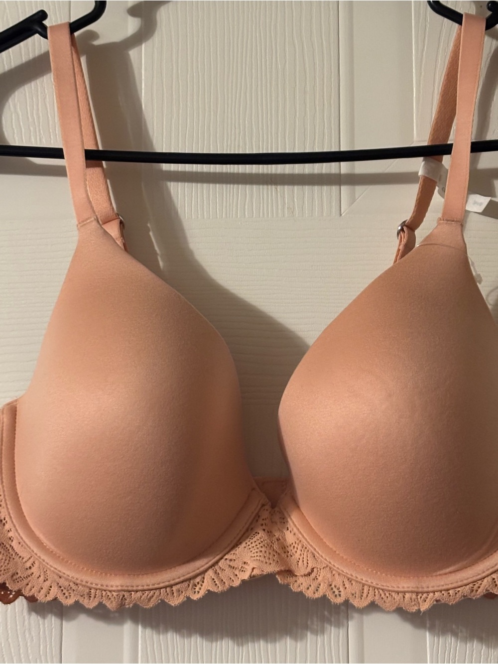 aerie Full Coverage Lace-Trim Bra in Peach 34 D